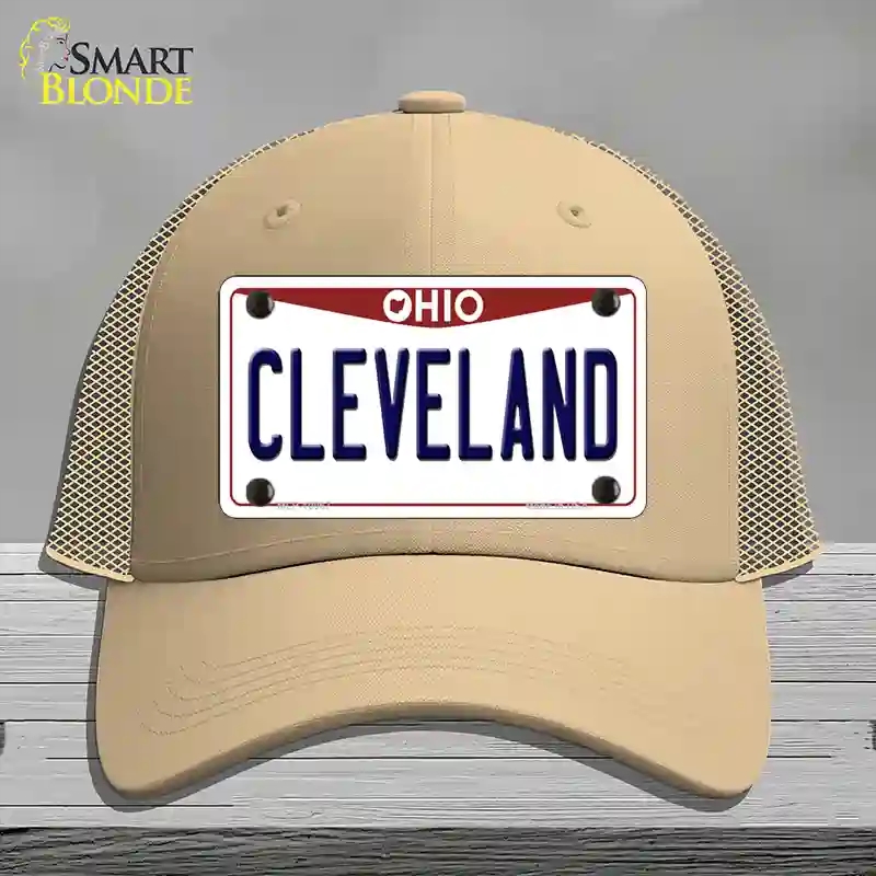 HAT15-MLP-10067 Cleveland Ohio Novelty License Plate Hat, Mesh - Khaki