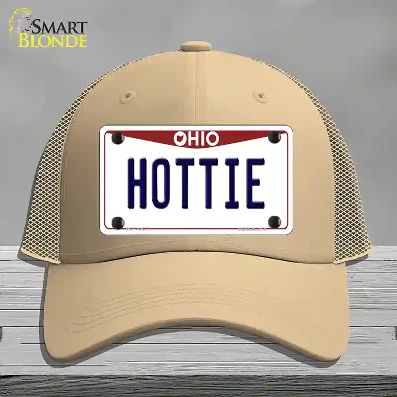 HAT15-MLP-10077 Hottie Ohio Novelty License Plate Hat, Mesh - Khaki