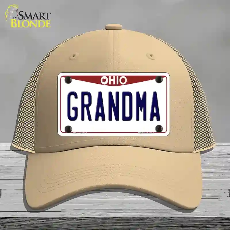 HAT15-MLP-10078 Grandma Ohio Novelty License Plate Hat, Mesh - Khaki
