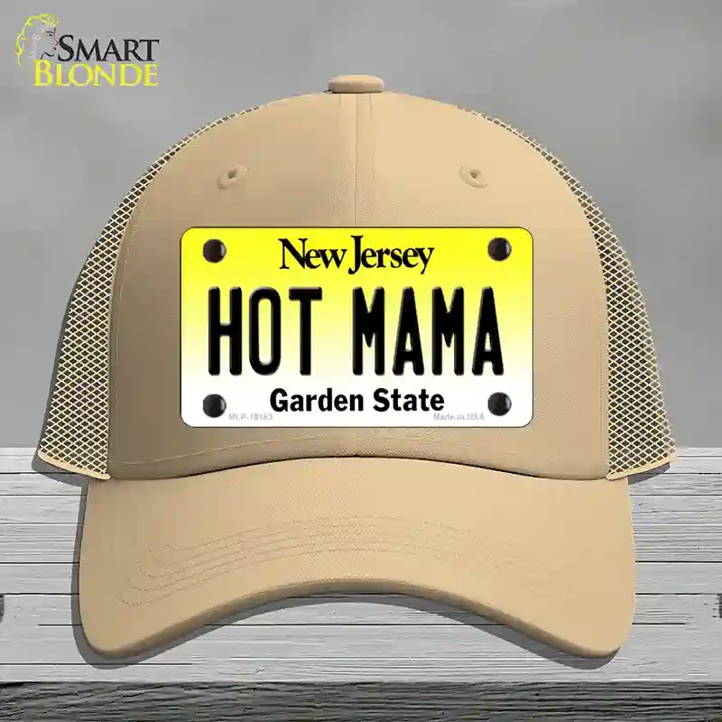 HAT15-MLP-10163 Hot Mama   Jersey Novelty License Plate Hat, Mesh - Khaki