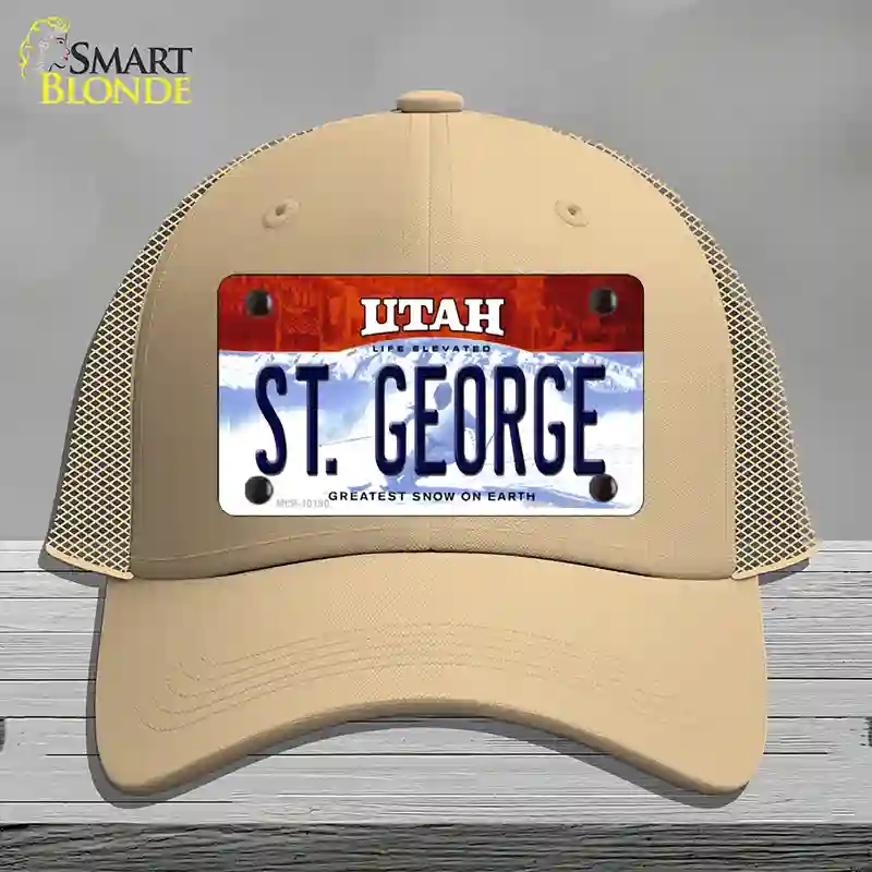 HAT15-MLP-10190 St George Utah Novelty License Plate Hat, Mesh - Khaki