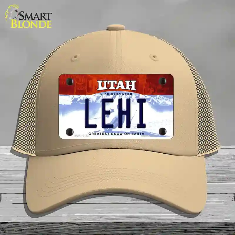 HAT15-MLP-10192 Lehi Utah Novelty License Plate Hat, Mesh - Khaki
