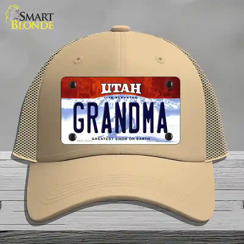 HAT15-MLP-10204 Grandma Utah Novelty License Plate Hat, Mesh - Khaki