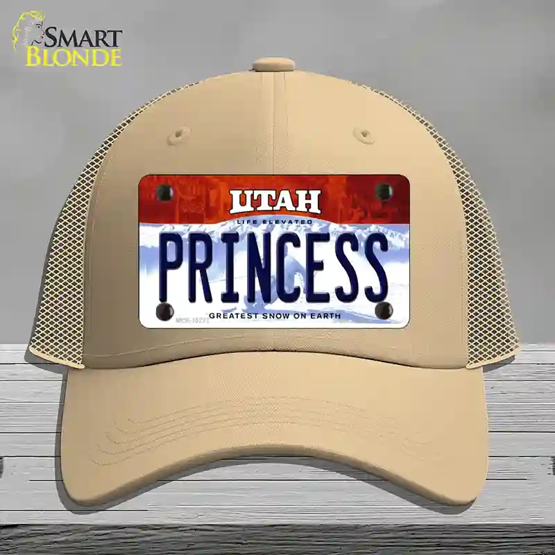 HAT15-MLP-10217 Princess Utah Novelty License Plate Hat, Mesh - Khaki
