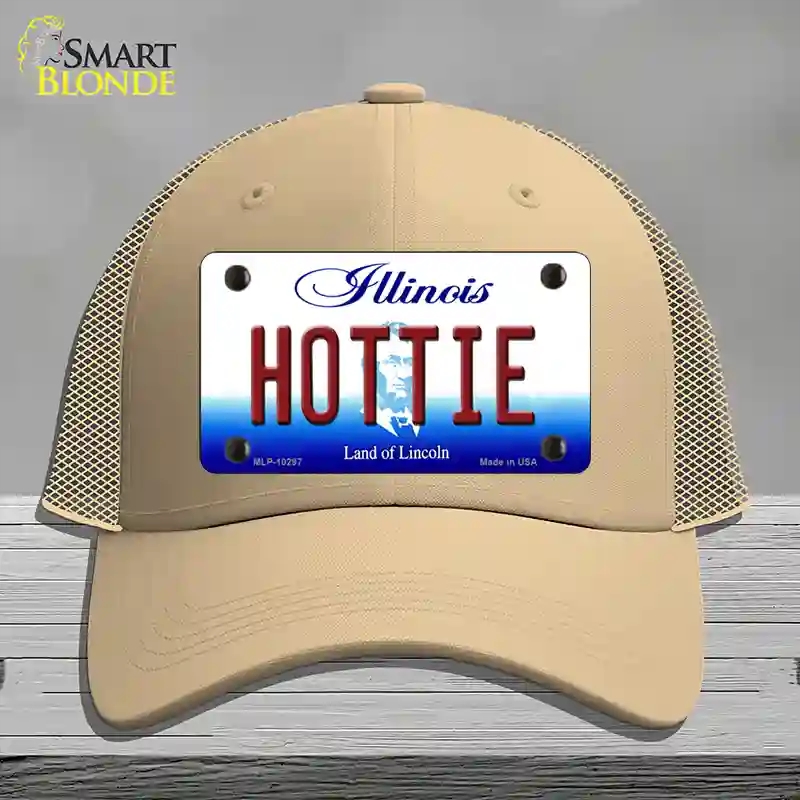 HAT15-MLP-10297 Hottie Illinois Novelty License Plate Hat, Mesh - Khaki