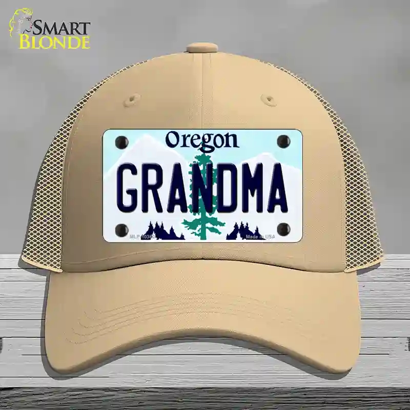 HAT15-MLP-10360 Grandma Oregon Novelty License Plate Hat, Mesh - Khaki