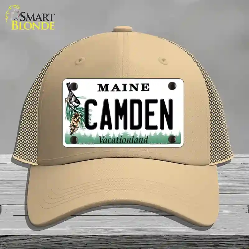 HAT15-MLP-10395 Camden Maine Novelty License Plate Hat, Mesh - Khaki
