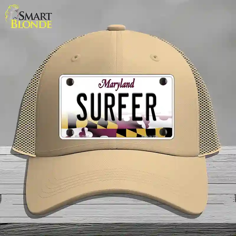 HAT15-MLP-10480 Surfer Maryland Novelty License Plate Hat, Mesh - Khaki