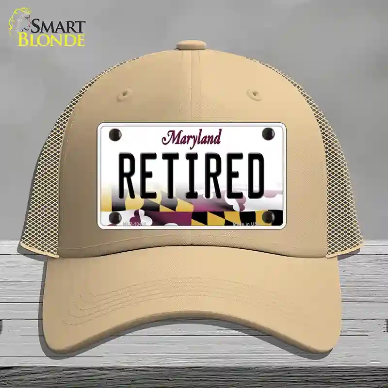 HAT15-MLP-10486 Retired Maryland Novelty License Plate Hat, Mesh - Khaki