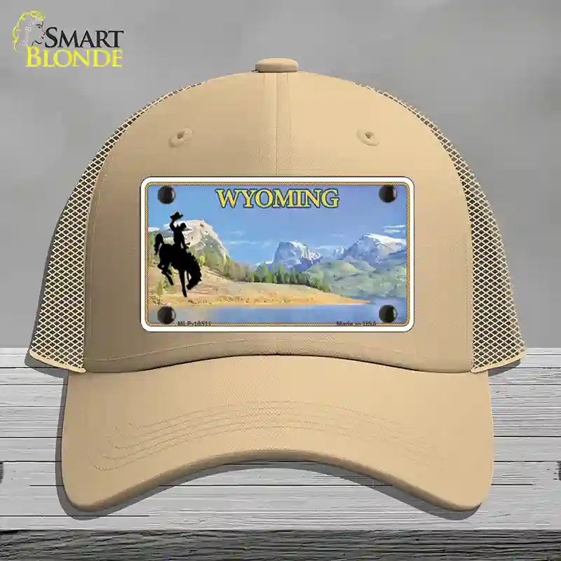 HAT15-MLP-10511 Wyoming Blank Novelty License Plate Hat, Mesh - Khaki
