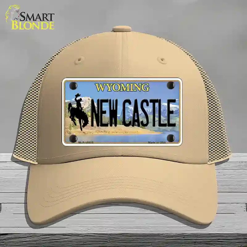 HAT15-MLP-10525   Castle Wyoming Novelty License Plate Hat, Mesh - Khaki