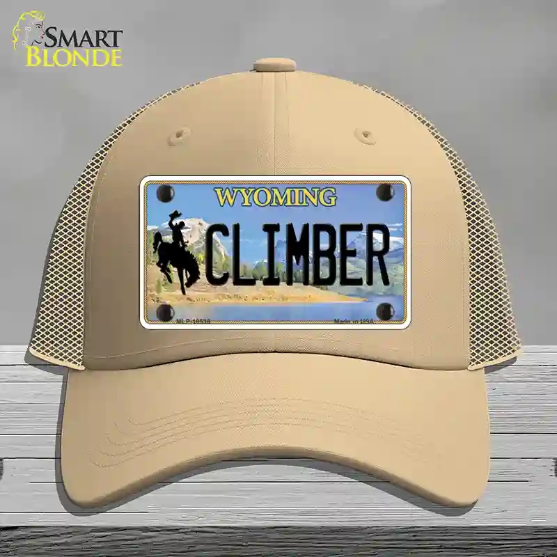 HAT15-MLP-10536 Climber Wyoming Novelty License Plate Hat, Mesh - Khaki