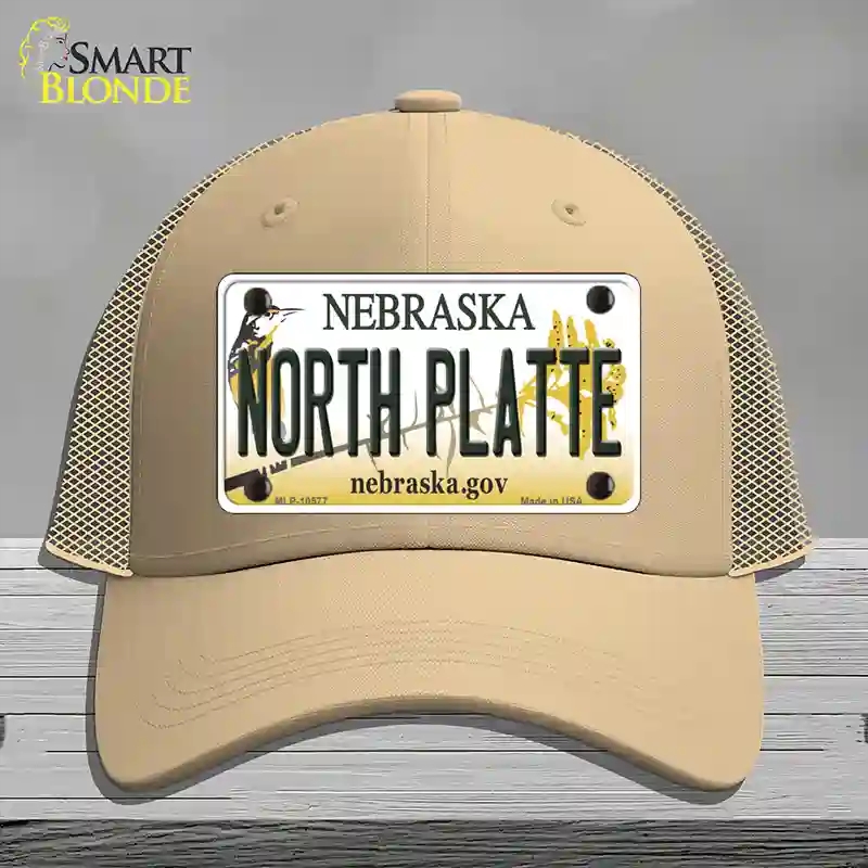 HAT15-MLP-10577 North Platte Nebraska Novelty License Plate Hat, Mesh - Khaki