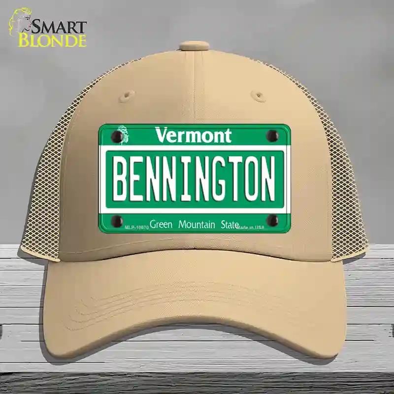 HAT15-MLP-10670 Bennington Vermont Novelty License Plate Hat, Mesh - Khaki