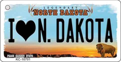 KC-10701 I Love N Dakota State License Plate Key Chain