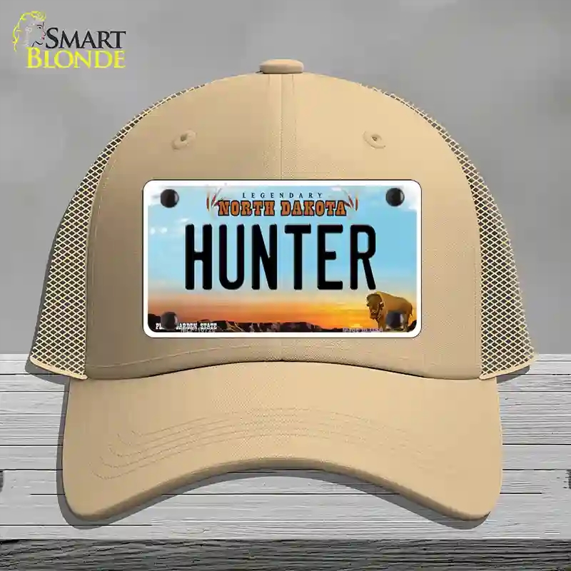 HAT15-MLP-10728 Hunter North Dakota Novelty License Plate Hat, Mesh - Khaki