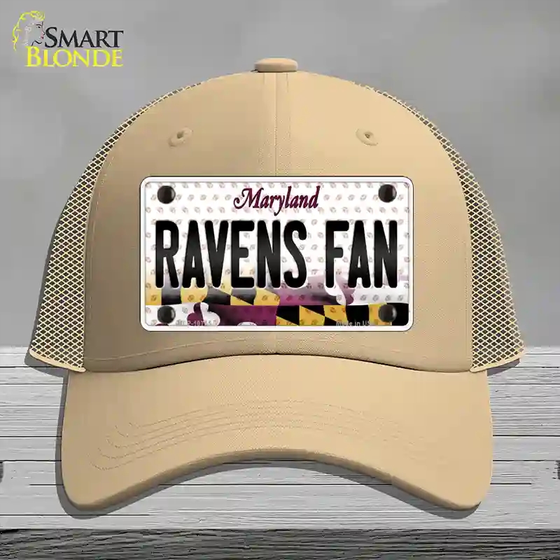 HAT15-MLP-10765 Ravens Fan Maryland Novelty License Plate Hat, Mesh - Khaki