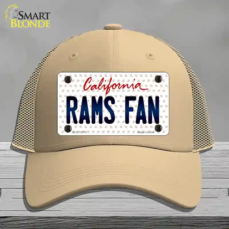 HAT15-MLP-10770 Rams Fan California Novelty License Plate Hat, Mesh - Khaki