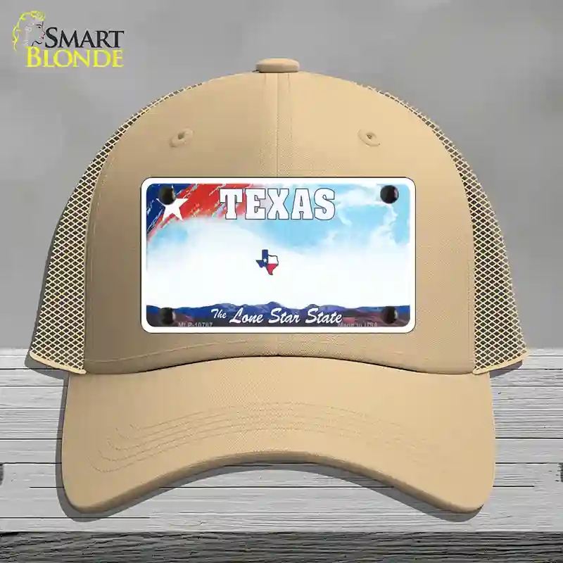 HAT15-MLP-10787 Texas   State Novelty License Plate Hat, Mesh - Khaki