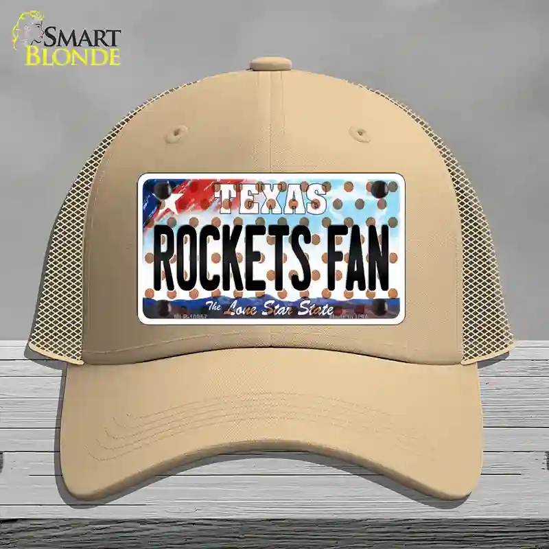 HAT15-MLP-10857 Rockets Fan Texas Novelty License Plate Hat, Mesh - Khaki