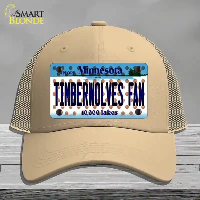 HAT15-MLP-10864 Timberwolves Fan Minnesota Novelty License Plate Hat, Mesh - Khaki