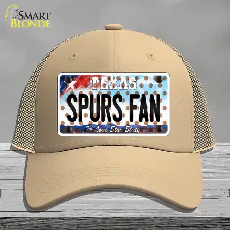 HAT15-MLP-10874 Spurs Fan Texas Novelty License Plate Hat, Mesh - Khaki