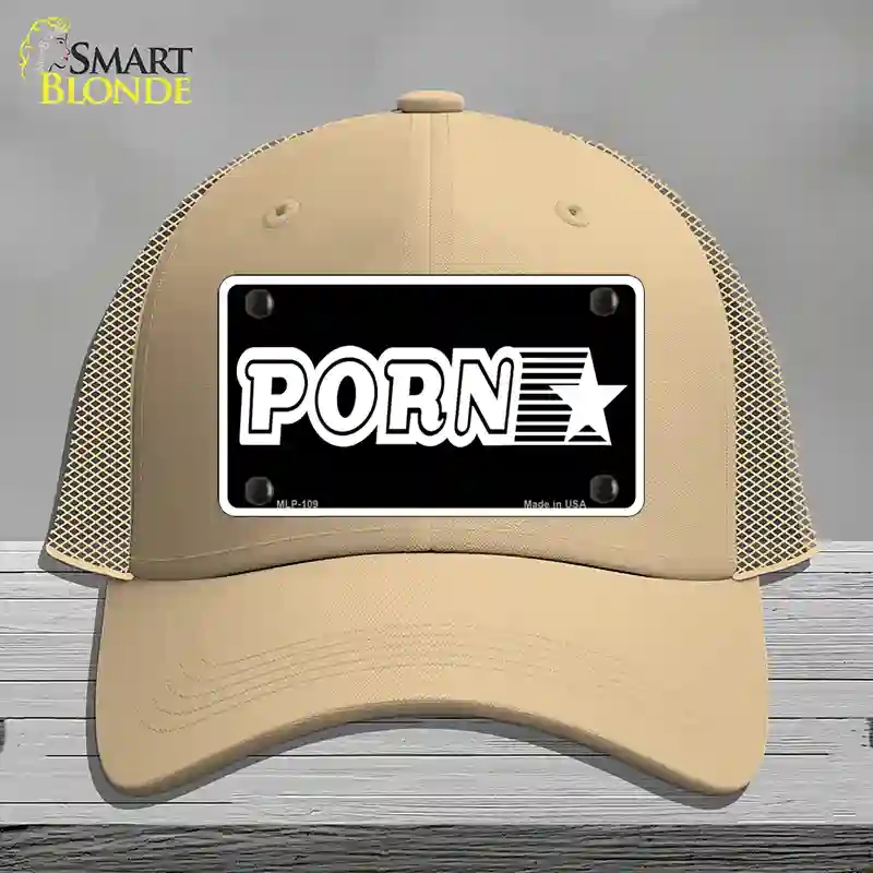 HAT15-MLP-109 Porn Star Novelty License Plate Hat, Mesh - Khaki