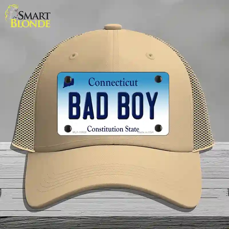HAT15-MLP-10926 Bad Boy Connecticut Novelty License Plate Hat, Mesh - Khaki