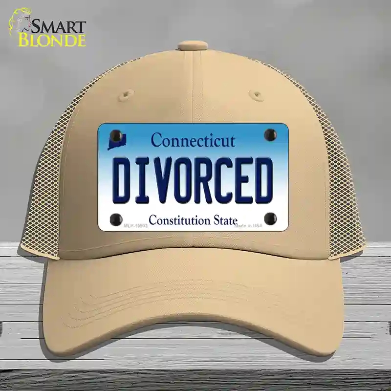 HAT15-MLP-10933 Divorced Connecticut Novelty License Plate Hat, Mesh - Khaki