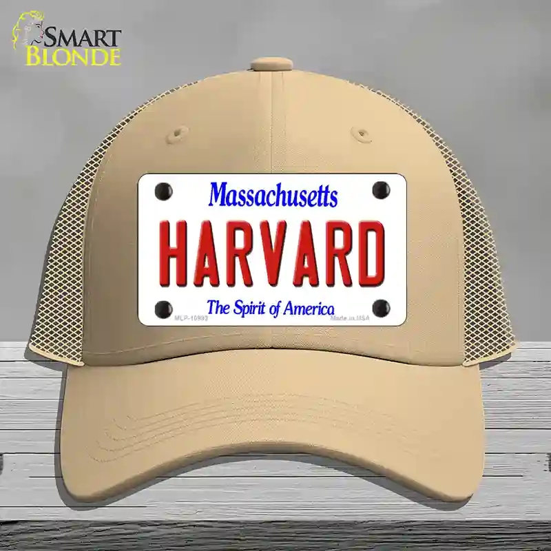 HAT15-MLP-10993 Harvard Massachusetts Novelty License Plate Hat, Mesh - Khaki