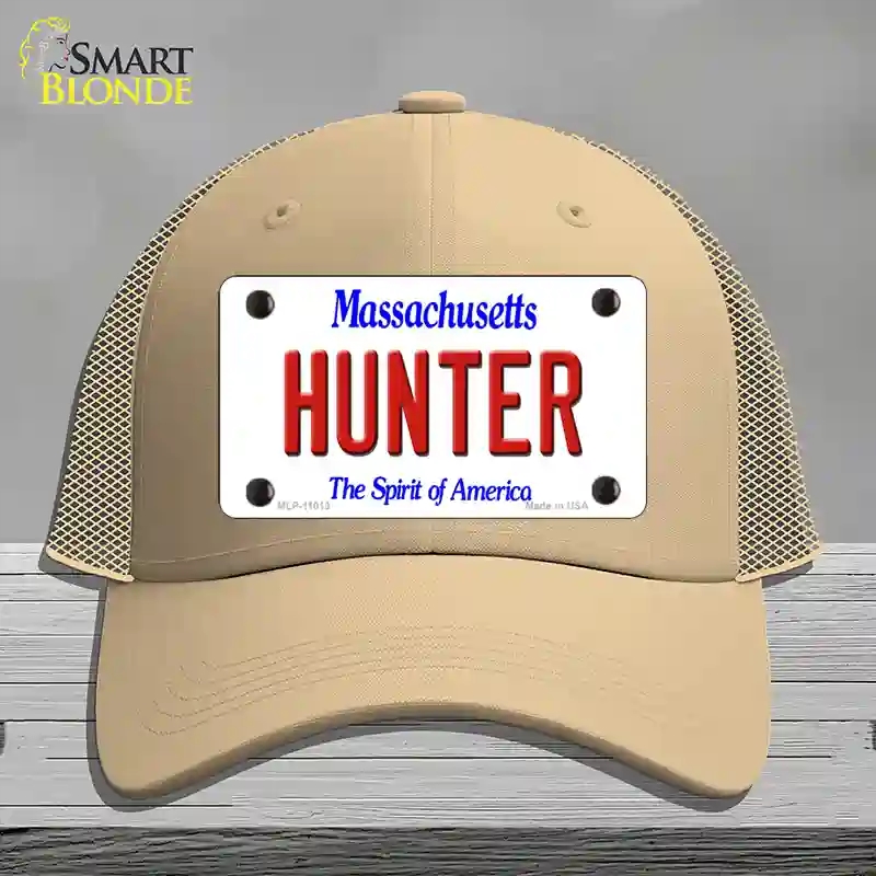 HAT15-MLP-11013 Hunter Massachusetts Novelty License Plate Hat, Mesh - Khaki