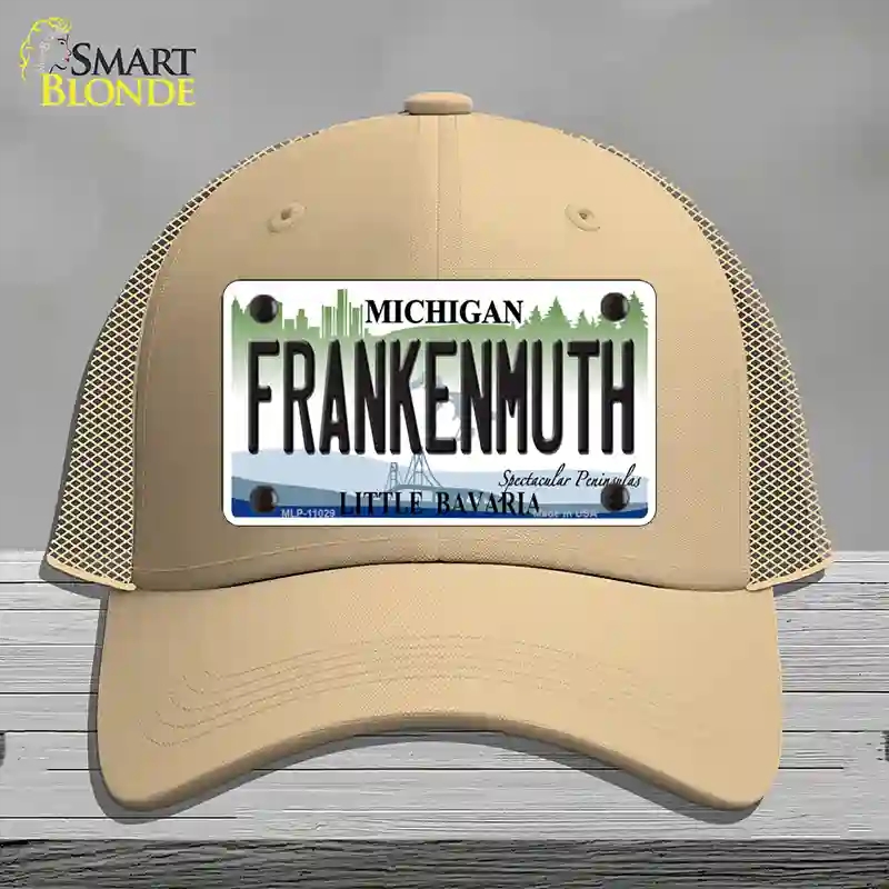 HAT15-MLP-11029 Frankenmuth Michigan Novelty License Plate Hat, Mesh - Khaki