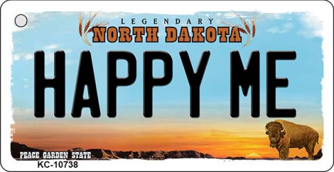 KC-10738 Happy Me North Dakota State License Plate Key Chain