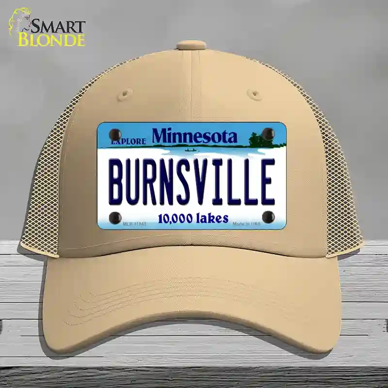 HAT15-MLP-11043 Burnsville Minnesota State Novelty License Plate Hat, Mesh - Khaki