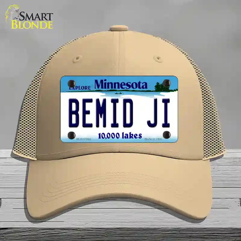 HAT15-MLP-11044 Bemid Ji Minnesota State Novelty License Plate Hat, Mesh - Khaki