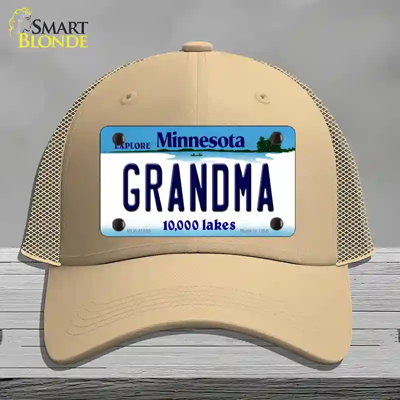 HAT15-MLP-11058 Grandma Minnesota State Novelty License Plate Hat, Mesh - Khaki