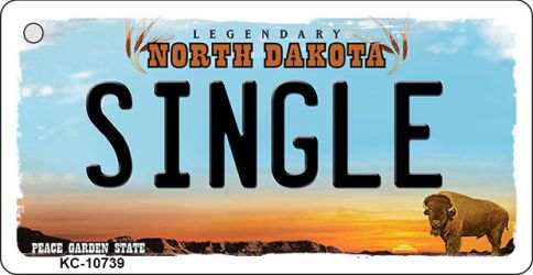 KC-10739 Single North Dakota State License Plate Key Chain