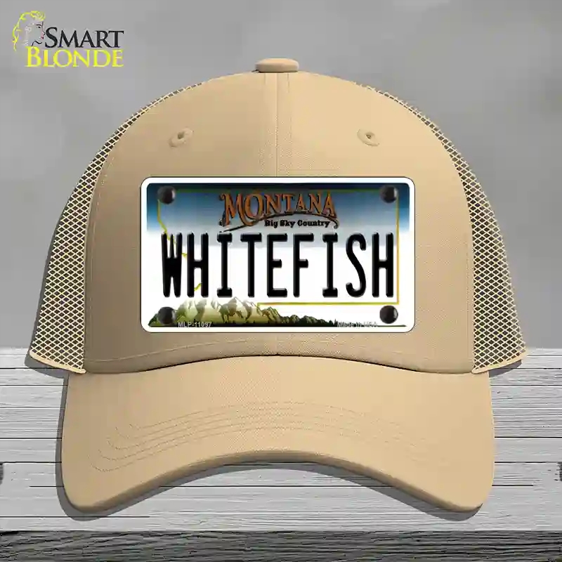 HAT15-MLP-11097 Whitefish Montana State Novelty License Plate Hat, Mesh - Khaki