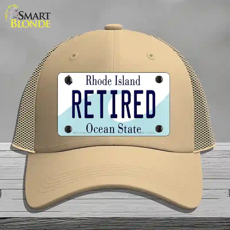 HAT15-MLP-11201 Retired Rhode Island State Novelty License Plate Hat, Mesh - Khaki