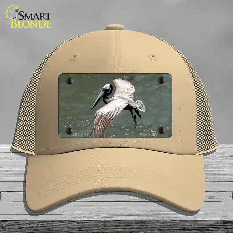HAT15-MLP-11239 Pelican in Flight Novelty License Plate Hat, Mesh - Khaki