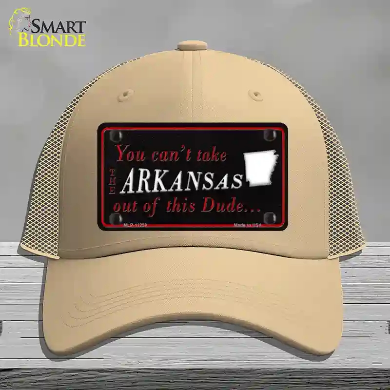 HAT15-MLP-11258 Arkansas Dude Novelty License Plate Hat, Mesh - Khaki