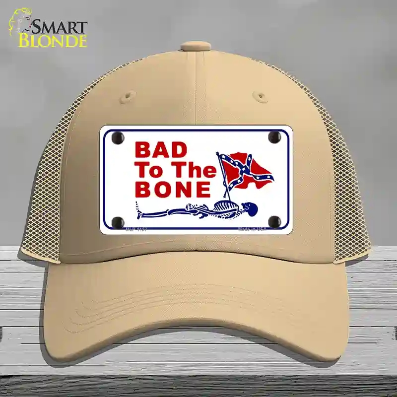 HAT15-MLP-1127 Bad to the Bone Novelty License Plate Hat, Mesh - Khaki