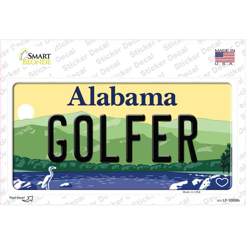 LP-10008s-M Golfer Alabama Novelty Sticker Decal, Medium