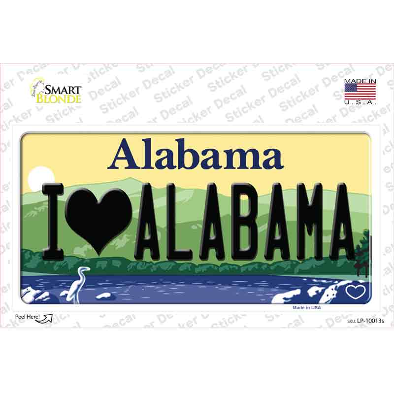 LP-10013s-M I Love Alabama Novelty Sticker Decal, Medium