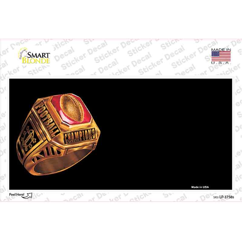 LP-3758s-M Football Champ Ring Offset Novelty Sticker Decal, Medium