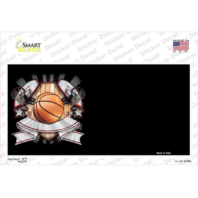 LP-3790s-M Basketball Banner Offset Novelty Sticker Decal, Medium