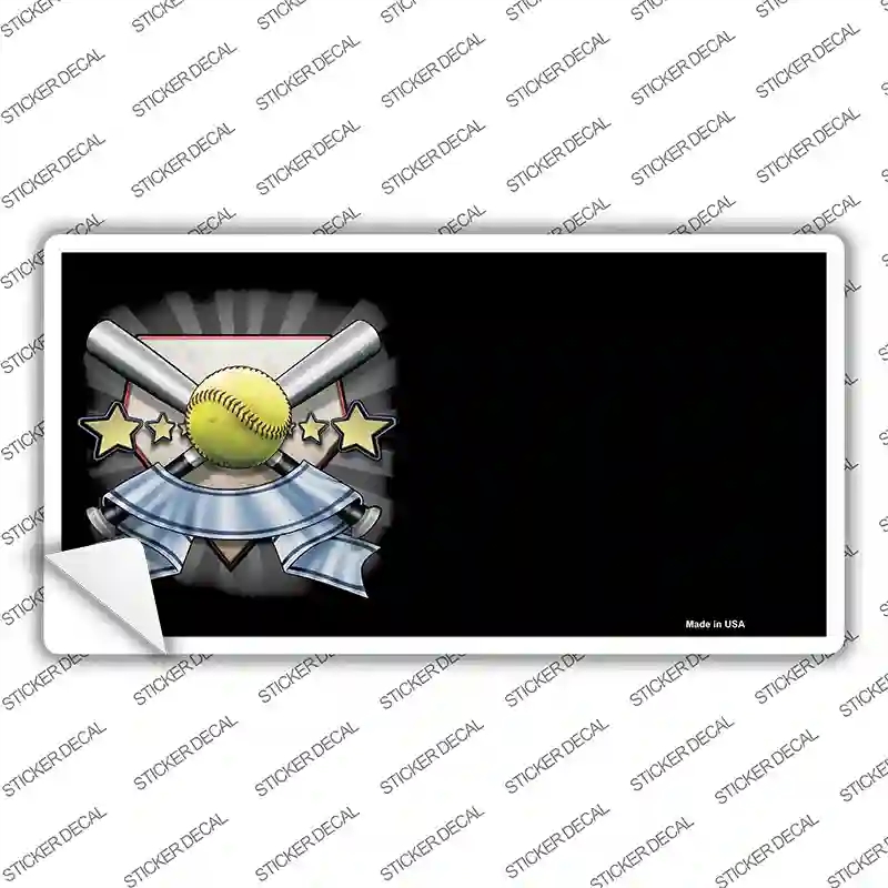 LP-3795s-L Softball Banner Offset Novelty Sticker Decal, Large