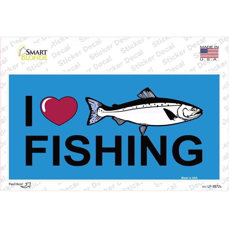 LP-3872s-M I Love Fishing Novelty Sticker Decal, Medium