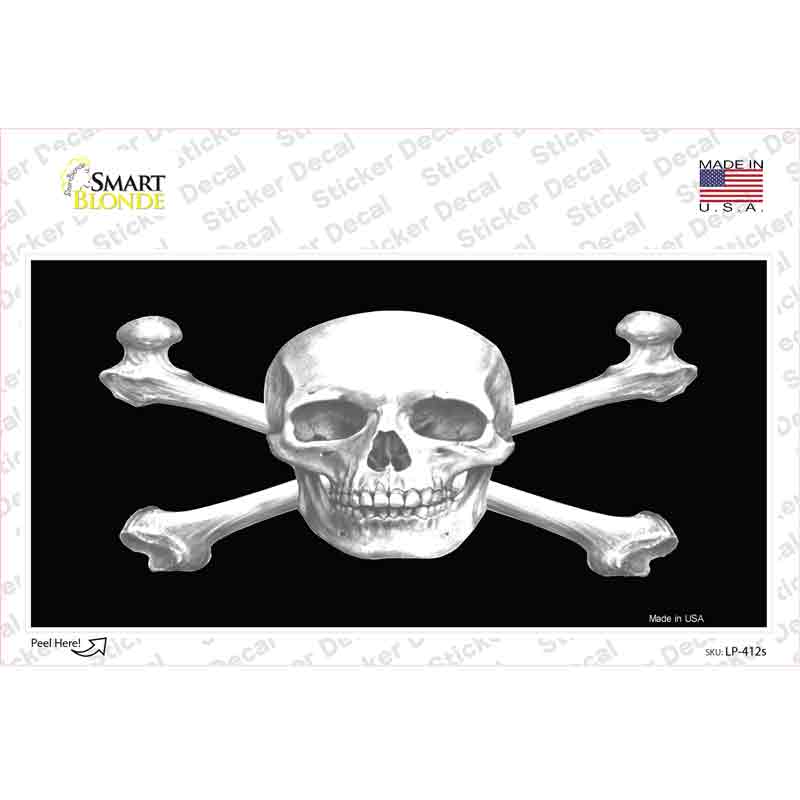 LP-412s-M Skull & Cross Bones Novelty Sticker Decal, Medium