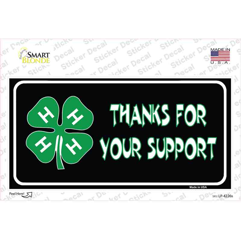 LP-4226s-M Thanks for Your Support 4-H Novelty Sticker Decal, Medium